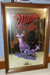 lot 124 image: Miller High Life White Tailed Deer Mirror Sign