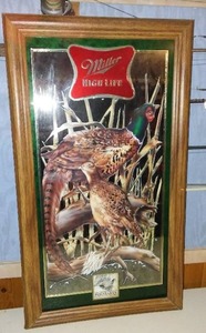 lot 125 image: Framed Miller High Life Limited Edition Reflective Plaque Pheasants by Robert Evans