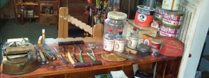 lot 148 image: Vintage Collection of Assorted Tools and Canisters Including Coffee and Tobacco