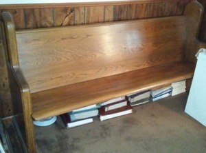 lot 155 image: Vintage Wooden Church Pew with Armrests