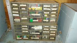 lot 196 image: Miscellaneous Assorted Fasteners and Hardware Organization Unit (2) with Contents