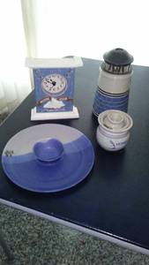 lot 214 image: Vintage Decorative Kitchenware Set including Lighthouse Oil Lamp, and more. 