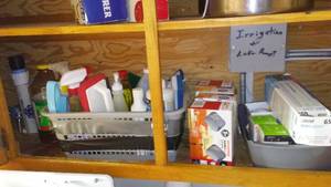 lot 251 image: Assorted Household Cleaning Supplies and area Rugs.