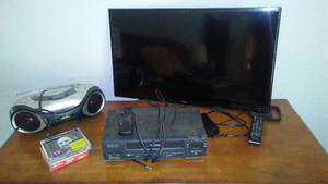 lot 268 image: Samsung 32 LED TV with Emerson DVD Player, Memorex CD Player, and More.