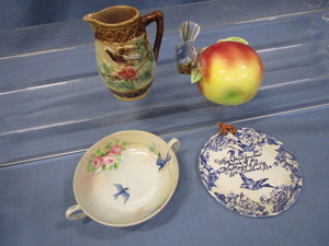 lot 36 image: Staffordshire, Nippon, English Bird Themed