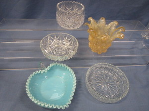 lot 40 image: Silver Crested Nappy, Crystal Pieces