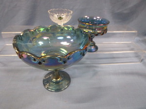 lot 132 image: Blue Carnival Glass