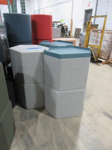lot 307 image: BLU DOT UPHOLSTERED OTTOMANS