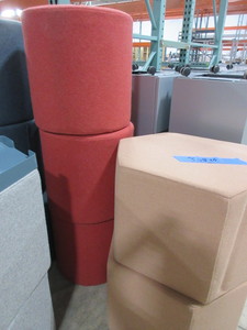 lot 308 image: BLU DOT UPHOLSTERED OTTOMANS