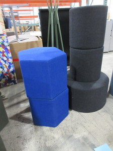 lot 310 image: BLU DOT UPHOLSTERED OTTOMANS