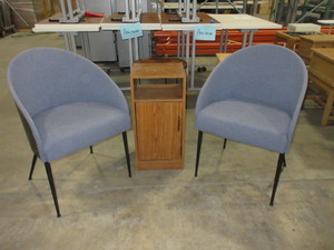 lot 330 image: GLOBAL UPHOLSTERY CHAIRS AND LAMINATE SIDE TABLE
