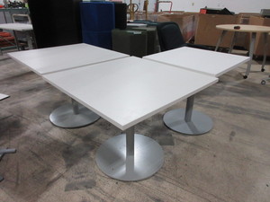 lot 455 image: WHITE, LAMINATE TOP,  SQUARE CAFE TABLES