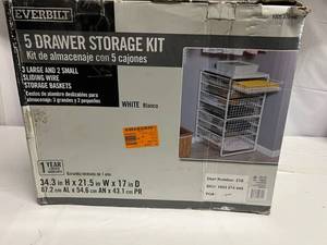 5 Drawer Storage Kit-3 Large & 2 Small Sliding Wire Storage Baskets