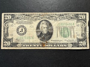 1934 Green Seal $20 Dollar Federal Reserve Note