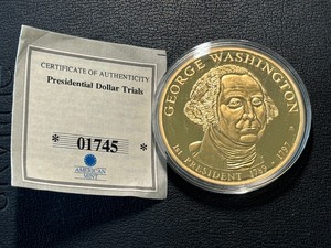 24K Gold Layered Presidential Dollar Medallion