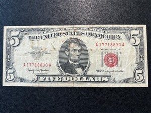 1963 Red Seal $5 Dollar Bill