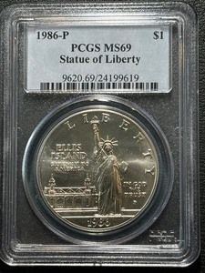 1986-P Statue of Liberty Silver Dollar PCGS MS69