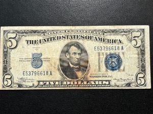 1934 A Blue Seal $5 Dollar Silver Certificate