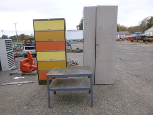 lot 221 image: 2 Storage Cabinets and Work Table