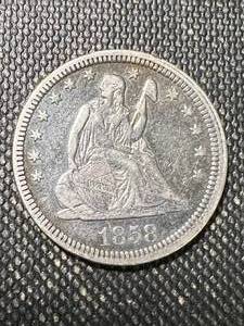 lot 37 image: 1858 US SEATED LIBERTY QUARTER