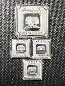 lot 42 image: 8 GRAMS .999 FINE SILVER GEIGER FRACTIONAL PIECES