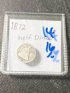 lot 48 image: 1872 US SEATED LIBERTY HALF DIME