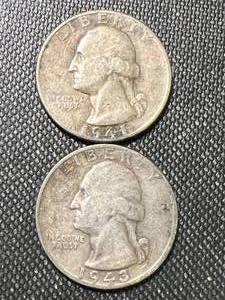 lot 54 image: 2 US WASHINGTON QUARTER 1941 1943