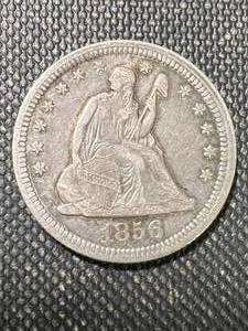 lot 73 image: 1856 US SEATED LIBERTY QUARTER