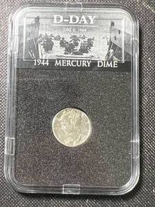 lot 13A image: 1944 US MERCURY DIME IN D-DAY SLAB