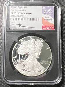 lot 18A image: 2020-S PROOF AMERICAN SILVER EAGLE NGC PF70 ULTRA CAMEO