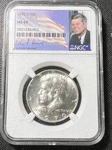 lot 21A image: 1970-D US KENNEDY HALF DOLLAR NGC MS64 KENNEDY SERIES