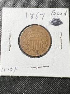 lot 24A image: 1867 US 2 CENT PIECE