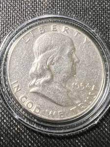 lot 27A image: 1954 US FRANKLIN HALF DOLLAR IN AIRTITE