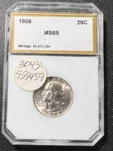 lot 36A image: 1956 US WASHINGTON QUARTER MS65