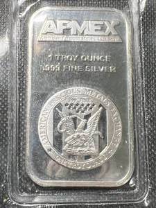 lot 41A image: 1 TROY OZ .999 FINE SILVER APMEX BAR