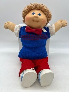 Vintage 1984 CABBAGE PATCH TanWheat Loop Boy w Dimple, Blue Eyes