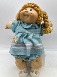 Vintage 1985 CABBAGE PATCH ButterscotchGold Double Braid Girl w Dimple, Blue Eyes&nbsp