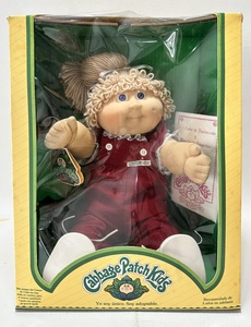 Vintage 1984 CABBAGE PATCH TanWheat Pony Girl w Dimple, Blue Eyes, MIB - Spain