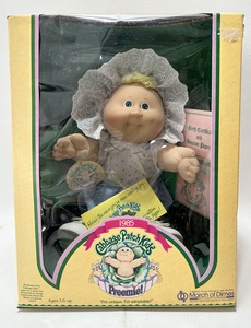 Vintage 1983 CABBAGE PATCH Fuzzy Lemon PREEMIE Girl w Dimple, Green Eyes, MIB&nbsp