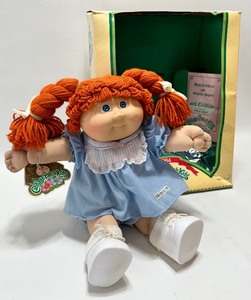 Vintage 1984 CABBAGE PATCH Auburn Double Braid Girl w Dimple, Blue Eyes&nbsp