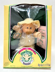 Vintage 1985 CABBAGE PATCH Lemon PREEMIE Girl w Dimple, Brown Eyes, MIB&nbsp
