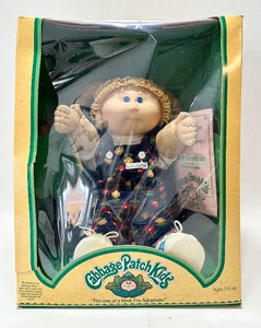 Vintage 1983 CABBAGE PATCH TanWheat Double Braid Girl w Blue Eyes, MIB&nbsp