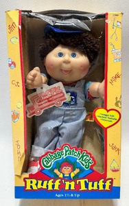 Vintage 1993 CABBAGE PATCH RUFF N TUFF Brown Cut Loops Boy w Dimple, Blue Eyes&nbsp