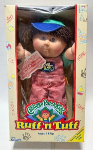 Vintage 1992 CABBAGE PATCH RUFF N TUFF Brown Shag Boy w Violet Eyes&nbsp