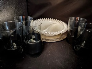 lot 18 image: Vintage Drinking Glasses with Cup Holders and more