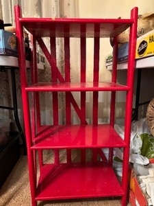 lot 93 image: Red Wooden BookcaseNightstand