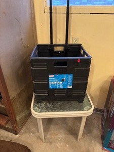 lot 179 image: Small Patio Table and Collapsible Tote