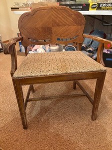 lot 130 image: Vintage Low Back Upholstered Chair with Arms