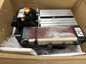 lot 34 image: SHOP FOX W1717 13-Horsepower Horizontal and Vertical Sander - Damaged in Shipping - See Pictures - Retail $442