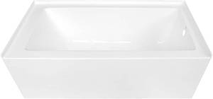 lot 15 image: KINGSTON BRASS VTDE603122R 60-Inch Contemporary Alcove Acrylic Bathtub with Right Hand Drain and Overflow Holes, White